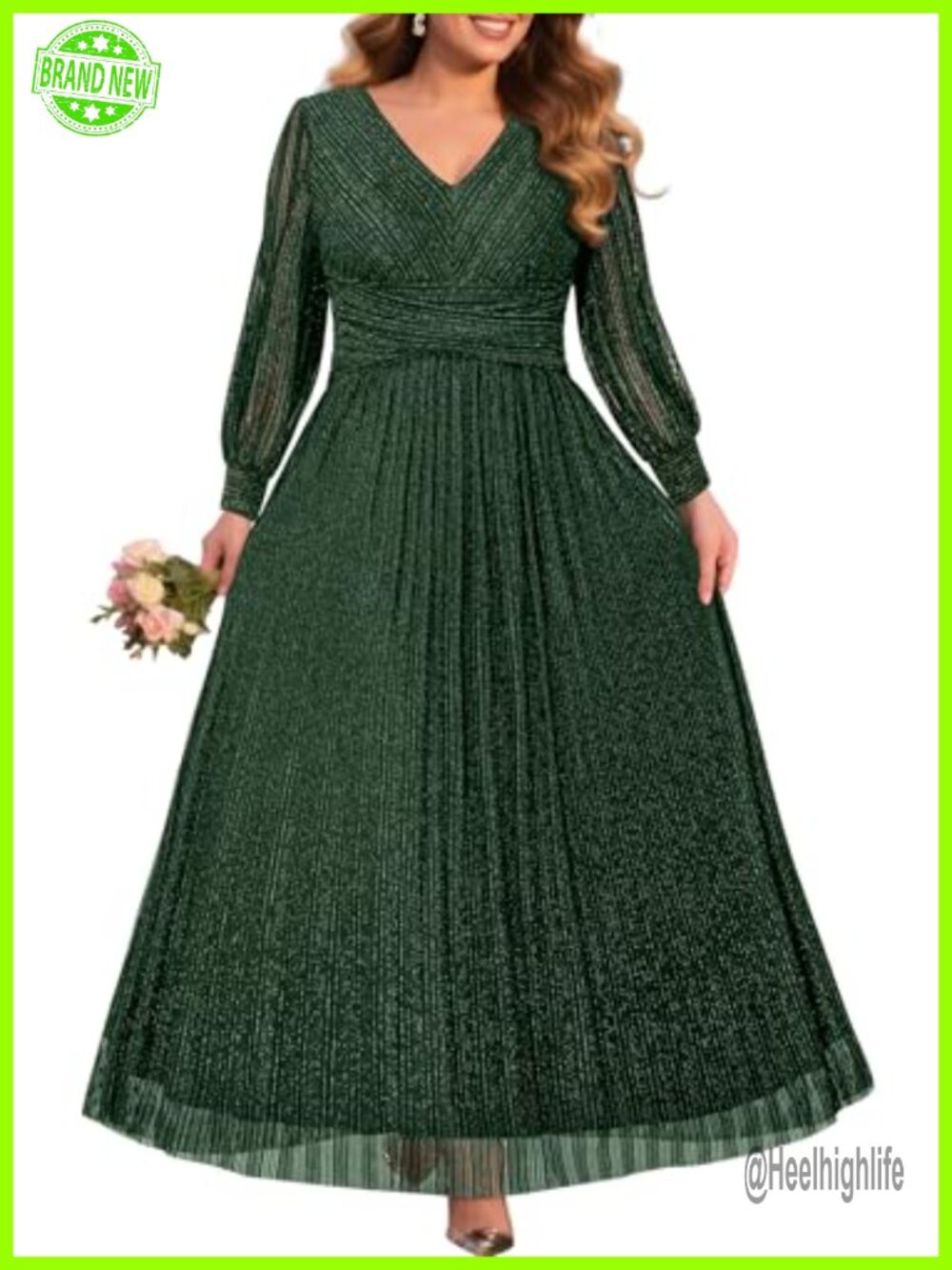 Plus Size Glitter Formal Evening Prom Wedding Guest Dress